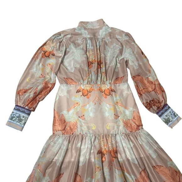 I TOO Italy Elegant Floral Long Sleeve Button Down Dress Size Small - Picture 2 of 16